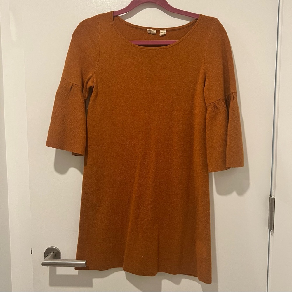 Burnt Orange Anthropologie Mini Dress.